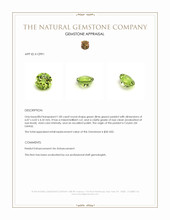 1.00 Ct. Green (Lime Green) Peridot from Ceylon (Sri Lanka) Appraisal