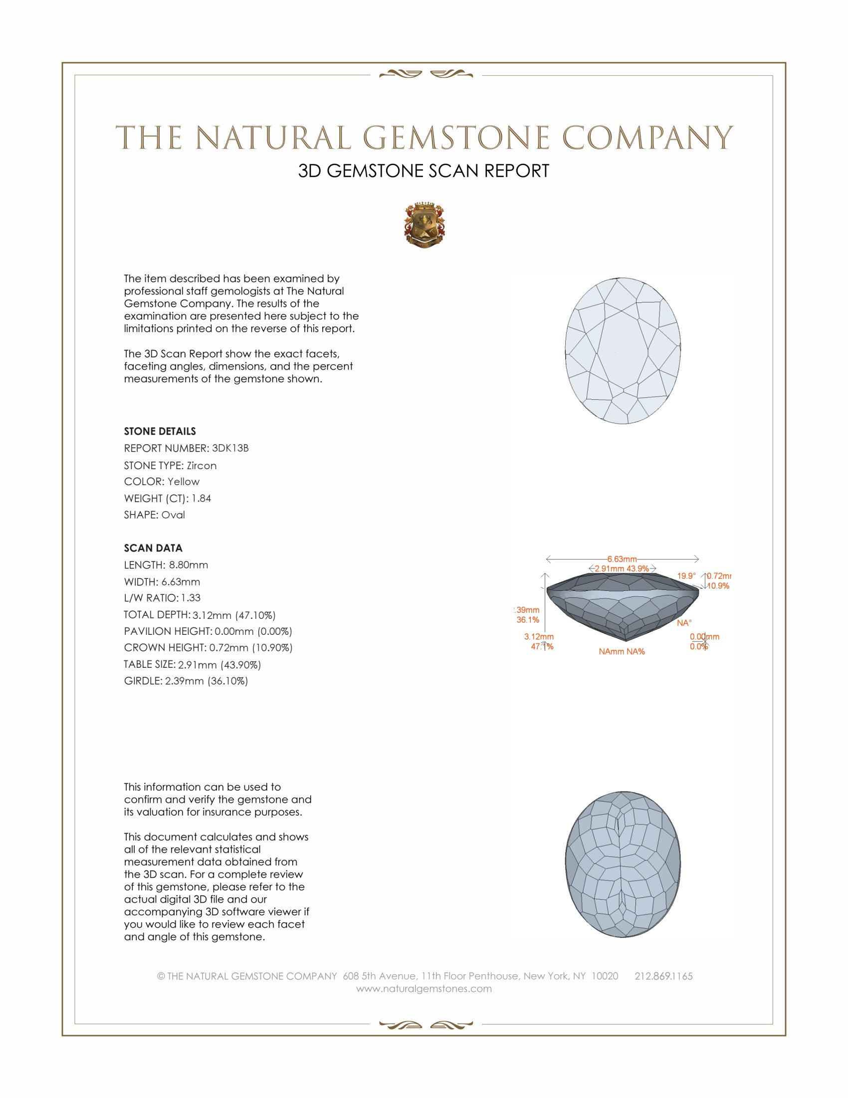 1.84 Ct. Zircon from Ceylon (Sri Lanka)