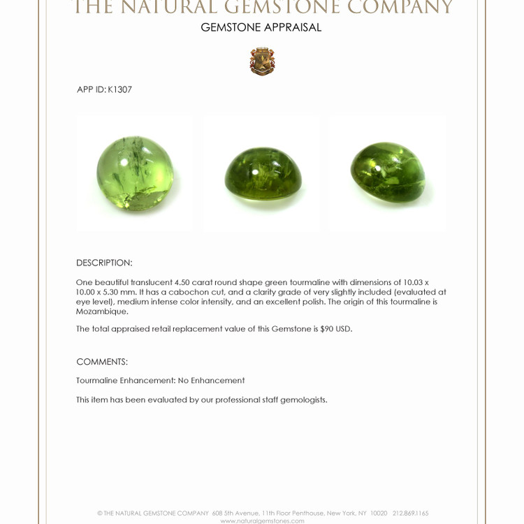 4.50 Ct. Cabochon Tourmaline from Mozambique