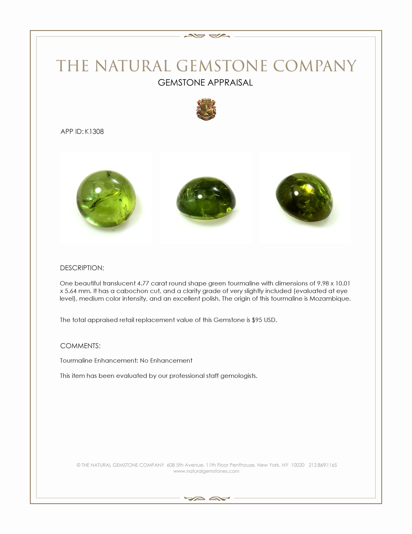 4.77 Ct. Cabochon Tourmaline from Mozambique