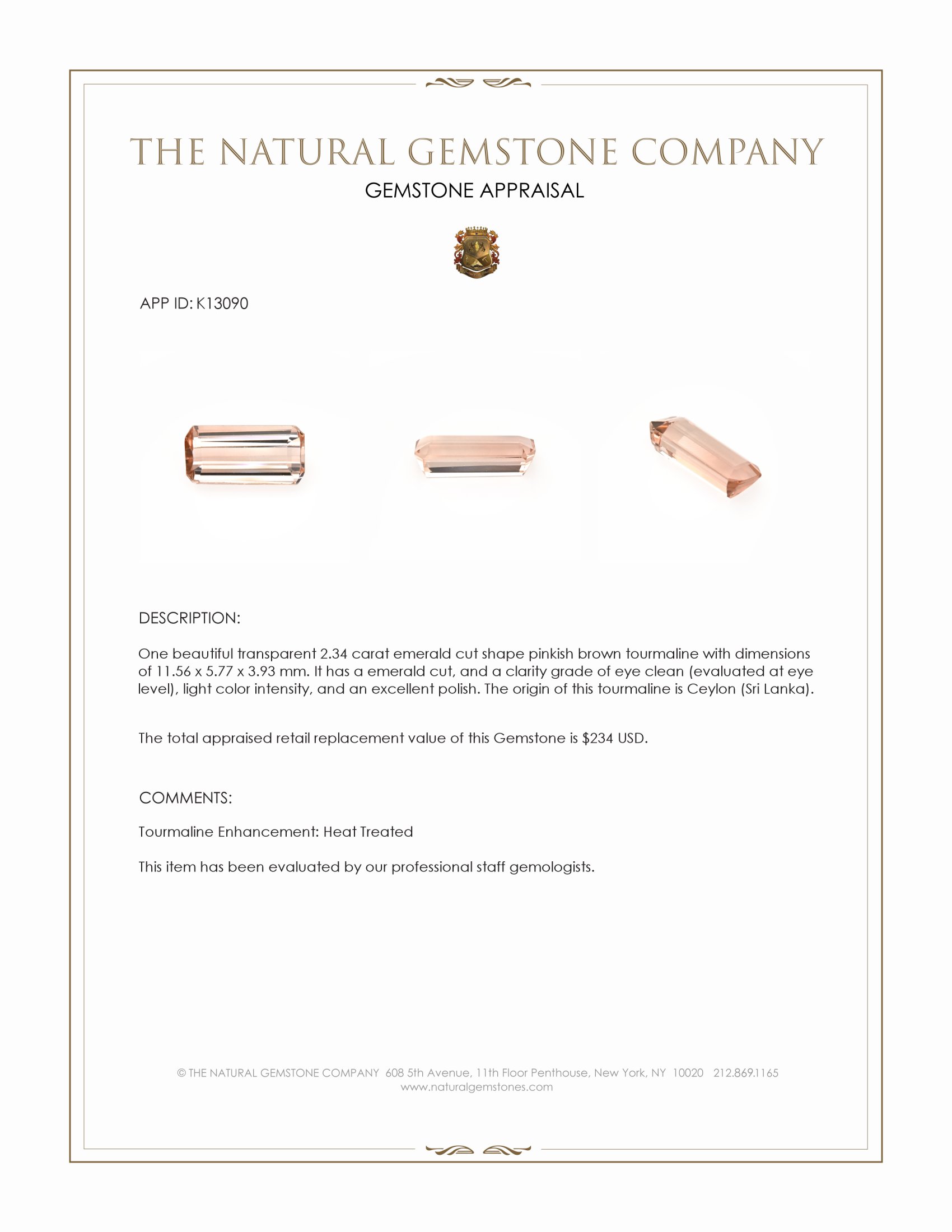 2.34 Ct. Tourmaline from Ceylon (Sri Lanka)