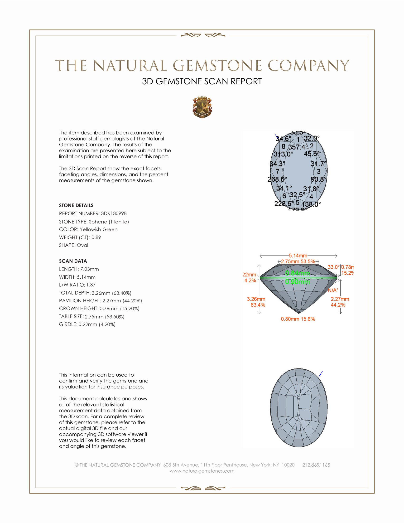 0.89 Ct. Sphene (Titanite) from Madagascar