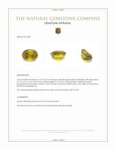 1.22 Ct. Yellowish Green Sphene (Titanite) from Madagascar Appraisal