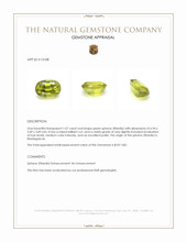 1.07 Ct. Green Sphene (Titanite) from Madagascar Appraisal