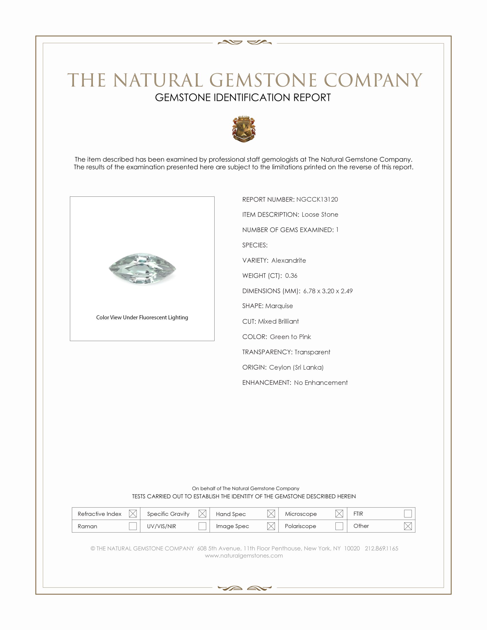 0.36 Ct. Alexandrite from Ceylon (Sri Lanka)