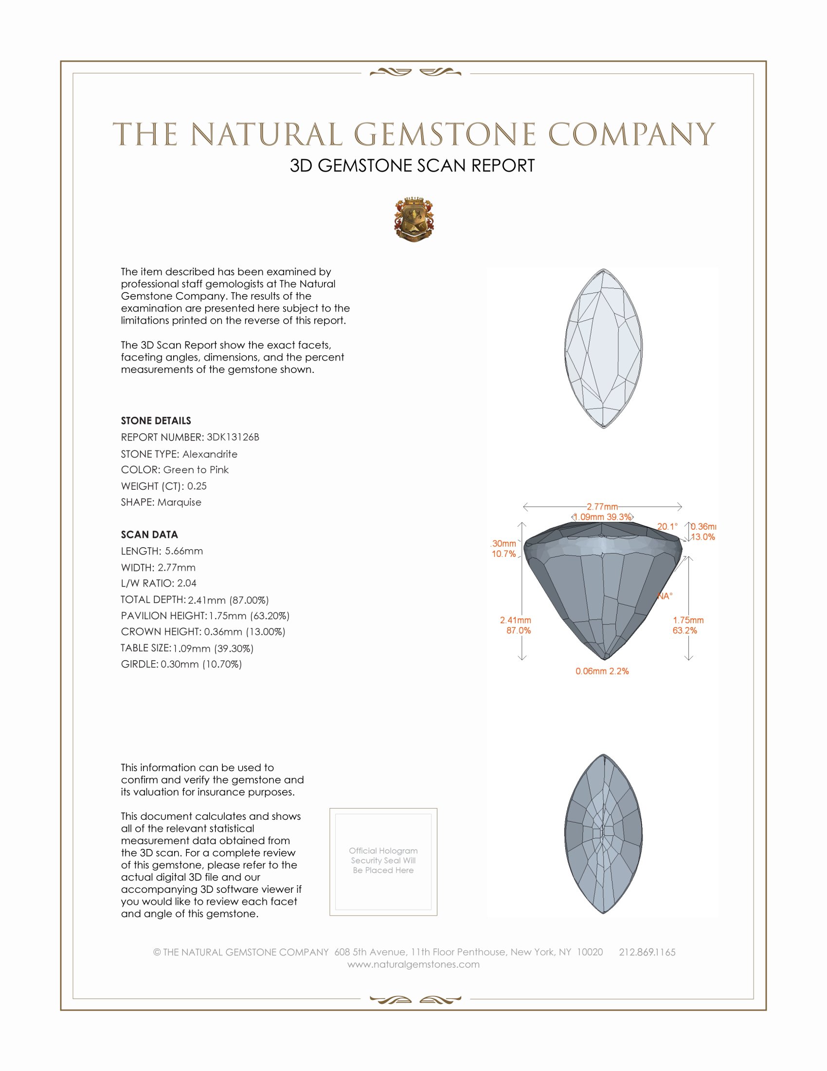0.25 Ct. Alexandrite from Ceylon (Sri Lanka)