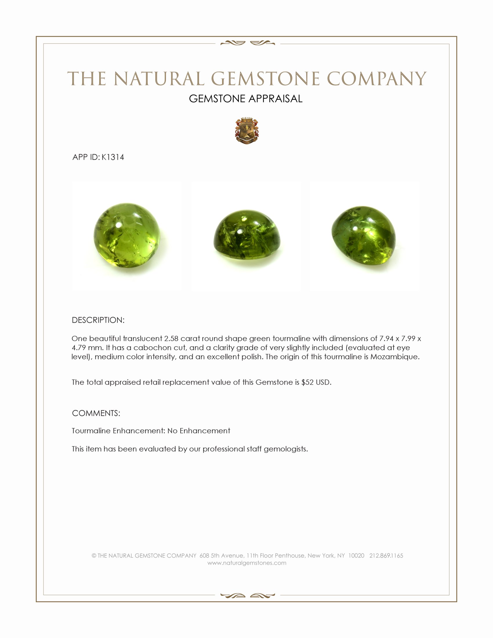 2.58 Ct. Cabochon Tourmaline from Mozambique