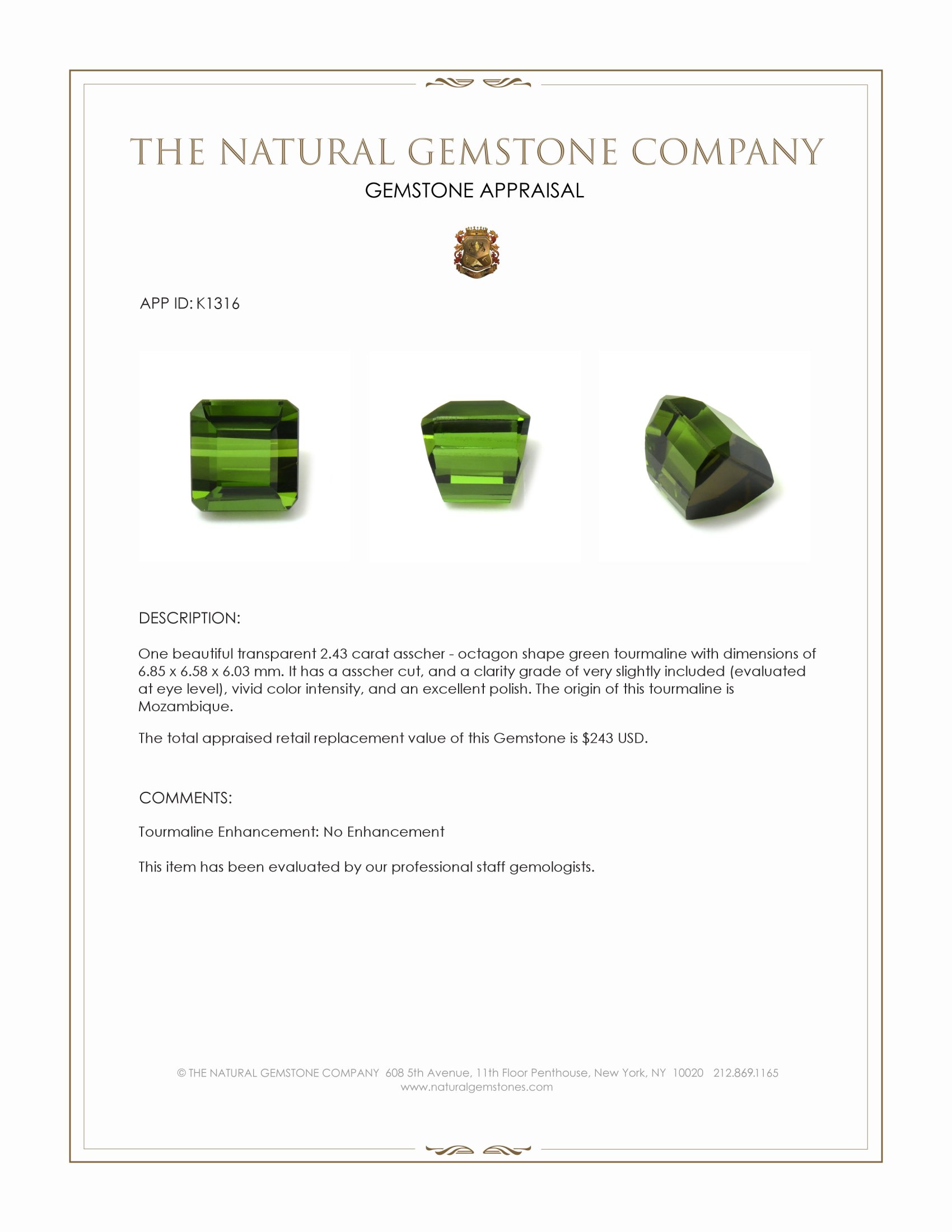 2.43 Ct. Tourmaline from Mozambique