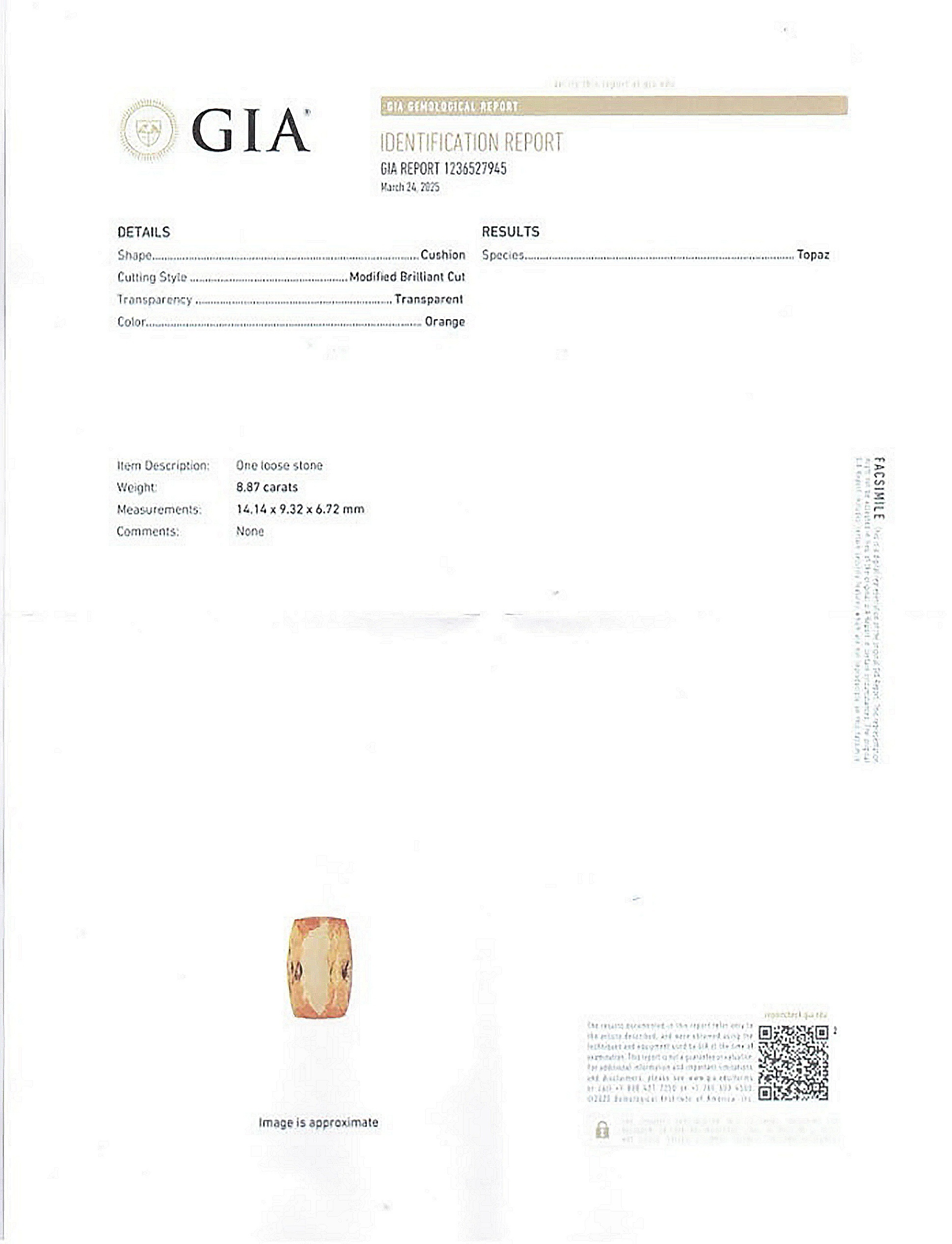 8.87 Ct. Precious Topaz from Brazil