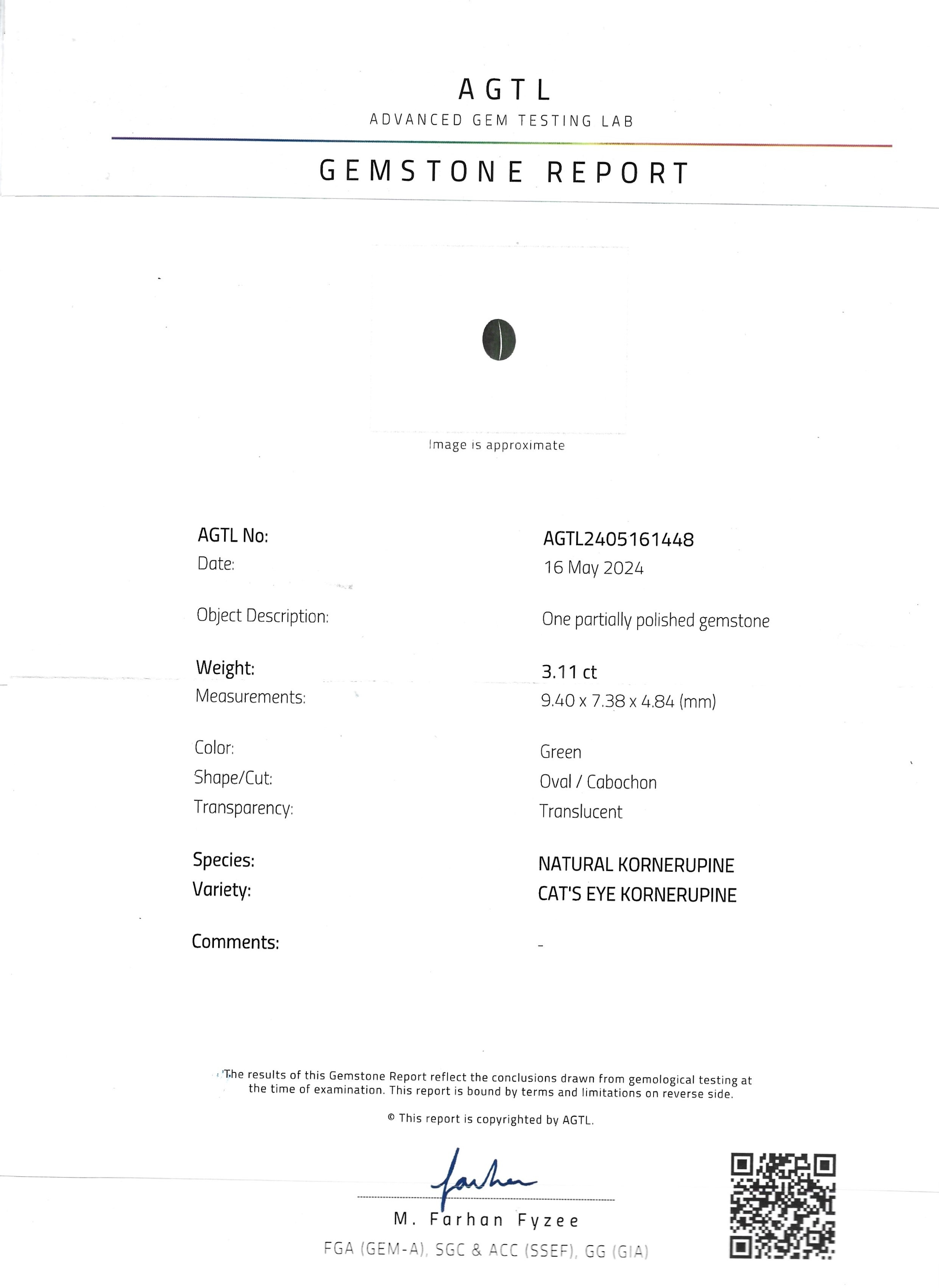 3.11 Ct. Cabochon Kornerupine from Ceylon (Sri Lanka)