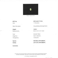 2.68 Ct. Cabochon Chrysoberyl from Ceylon (Sri Lanka) Scan Report