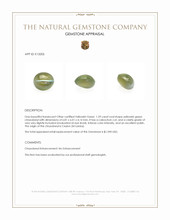 1.59 Ct. Yellowish Green Cabochon Chrysoberyl from Ceylon (Sri Lanka) Appraisal