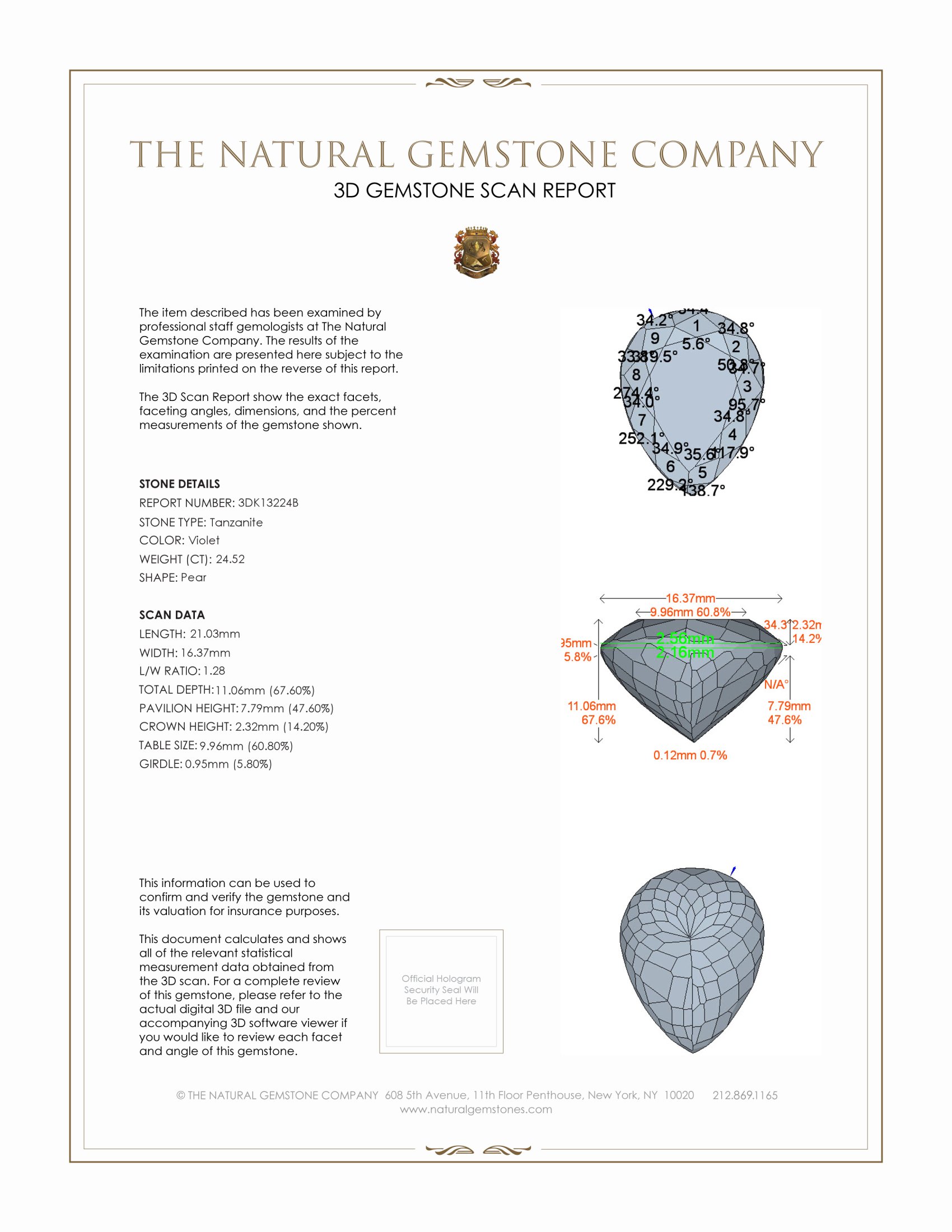 24.52 Ct. Tanzanite from Tanzania