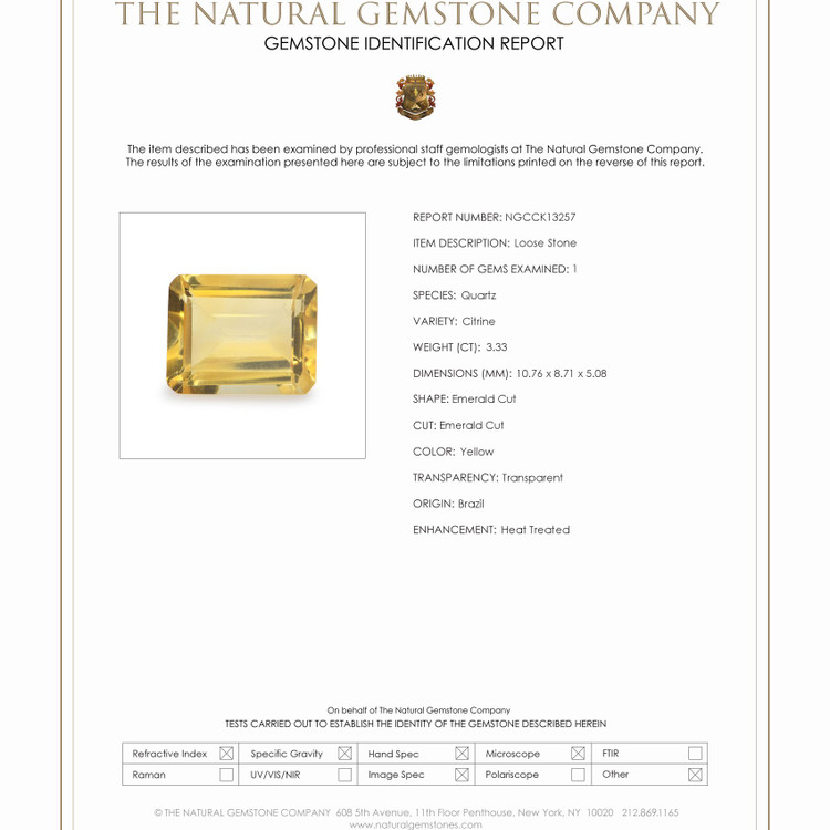 3.33 Ct. Citrine from Brazil