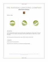 5.07 Ct. Green Cabochon Chrysoberyl from Ceylon (Sri Lanka) Appraisal