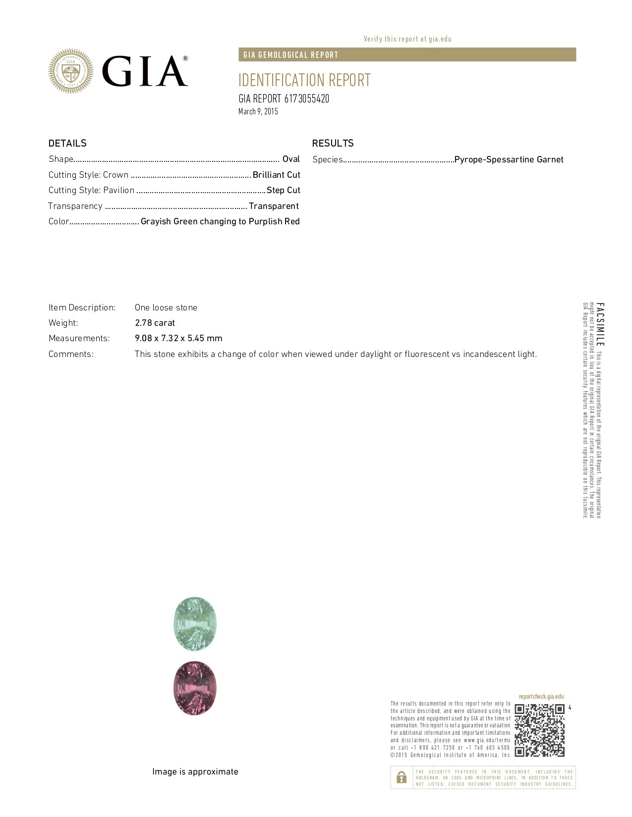 2.78 Ct. Garnet from Ceylon (Sri Lanka)