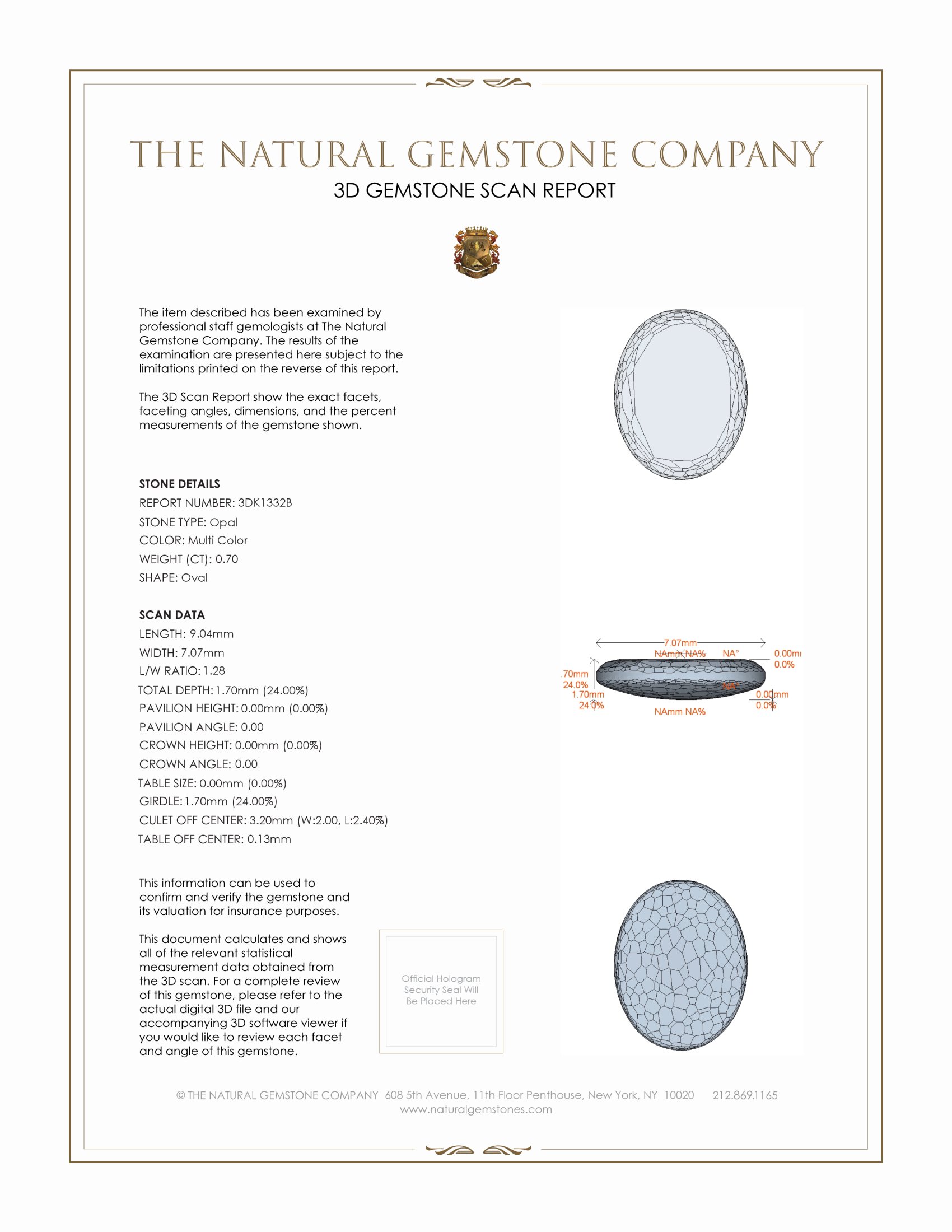 0.70 Ct. Cabochon Semi-Black Opal from Australia