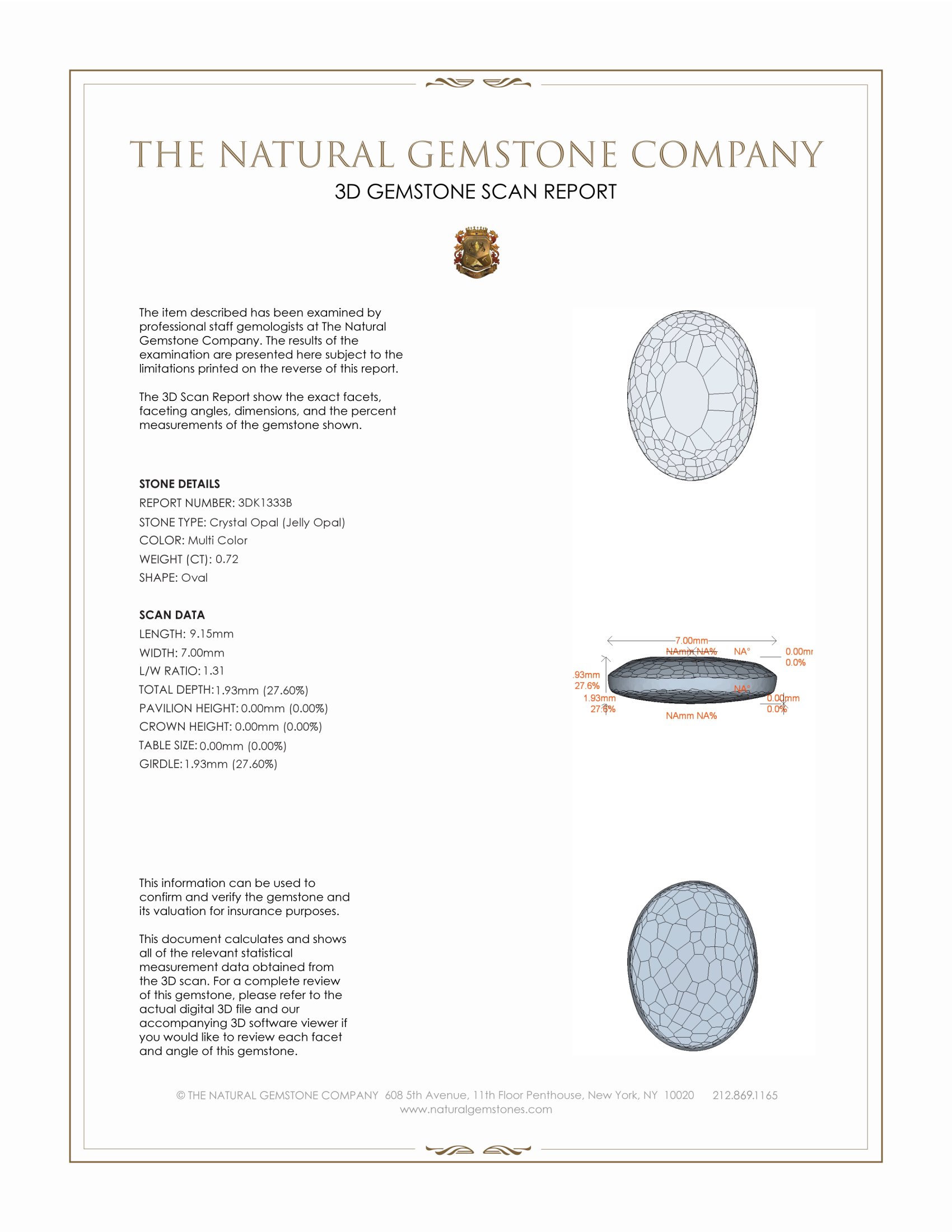 0.72 Ct. Multi Color Crystal Opal (Jelly Opal) from Australia