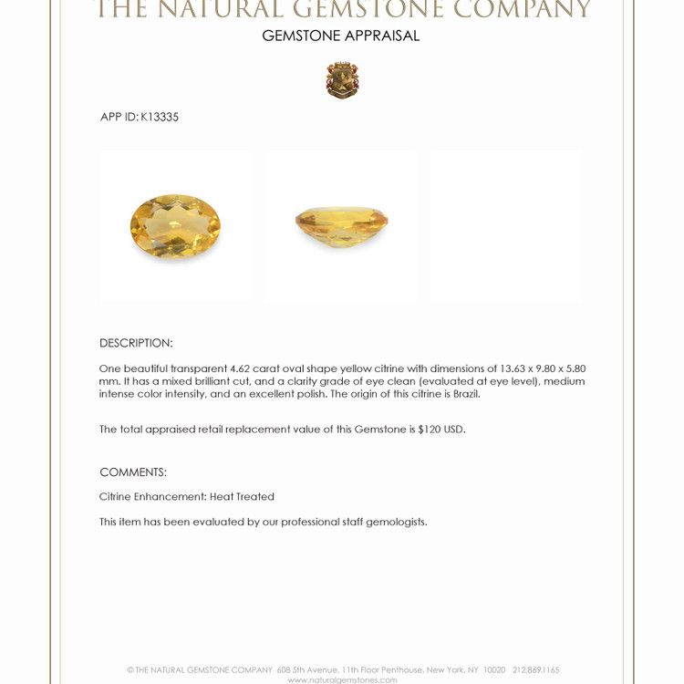 4.62 Ct. Citrine from Brazil