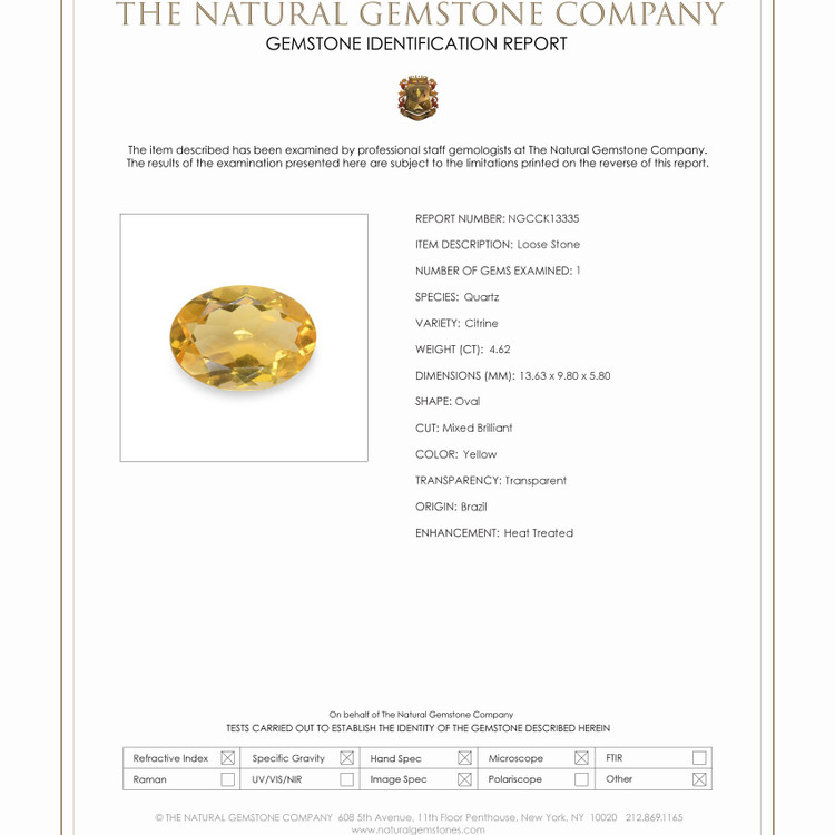 4.62 Ct. Citrine from Brazil