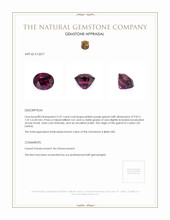 3.37 Ct. Purplish Pink Garnet from Ceylon (Sri Lanka) Appraisal