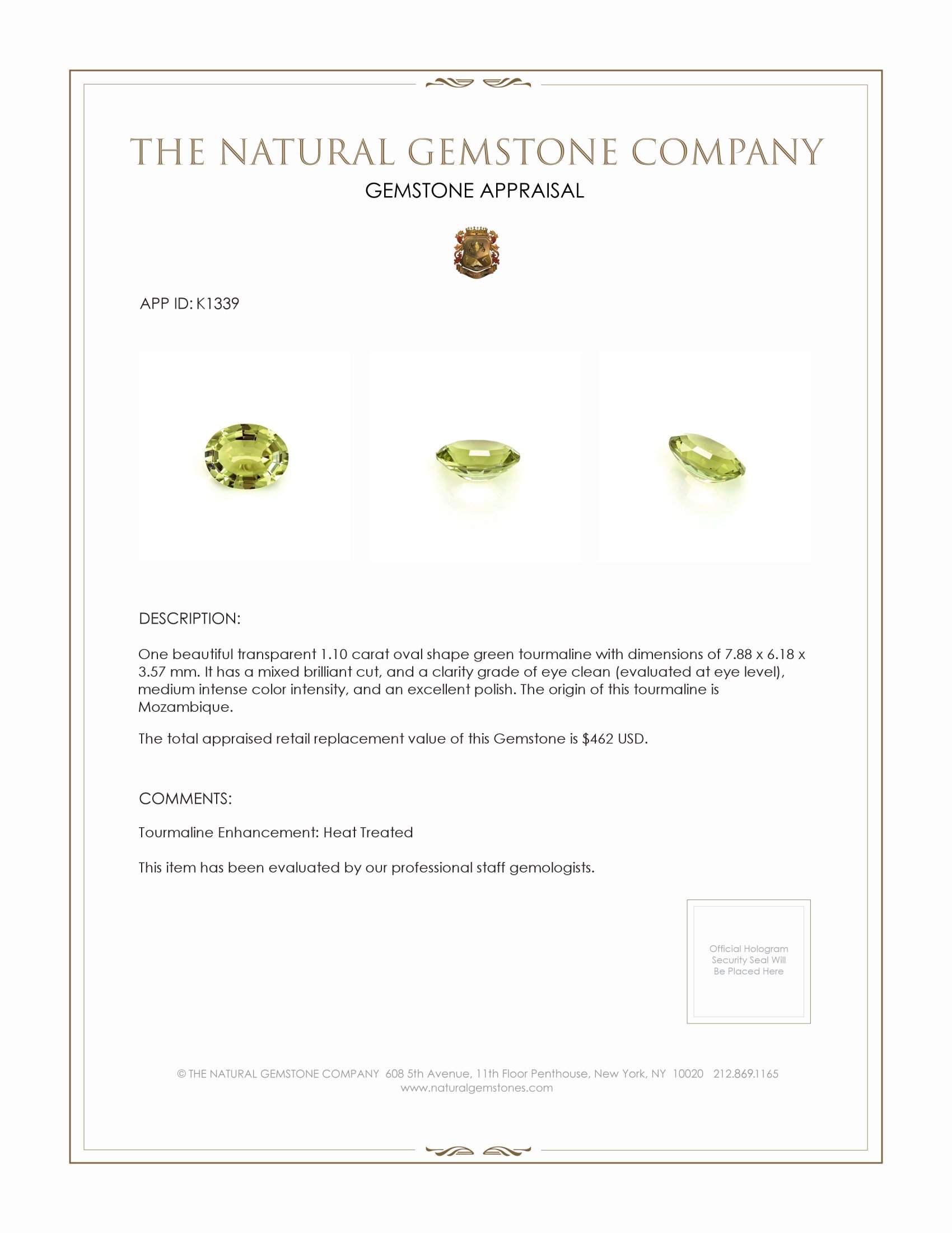 1.10 Ct. Tourmaline from Mozambique