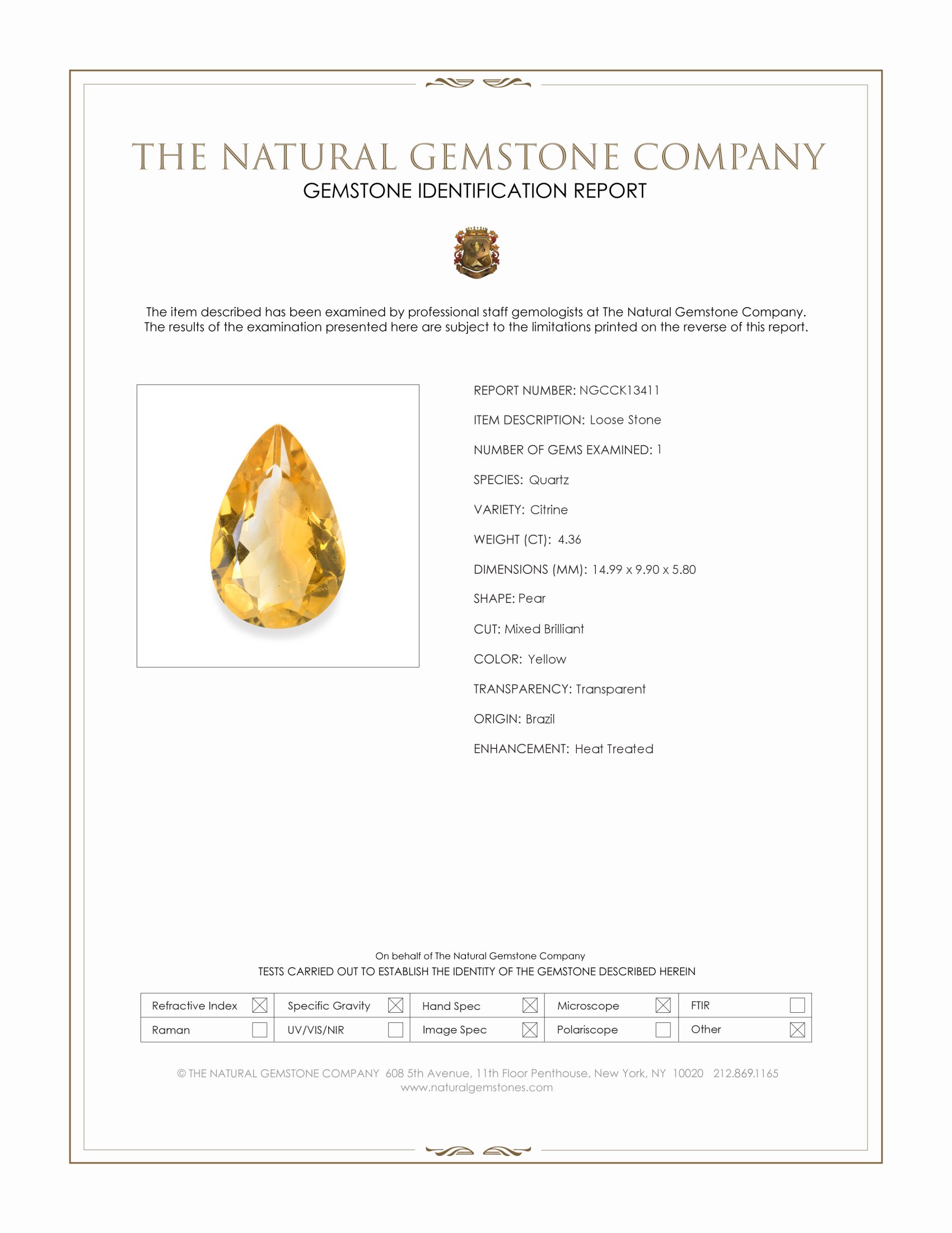 4.36 Ct. Citrine from Brazil