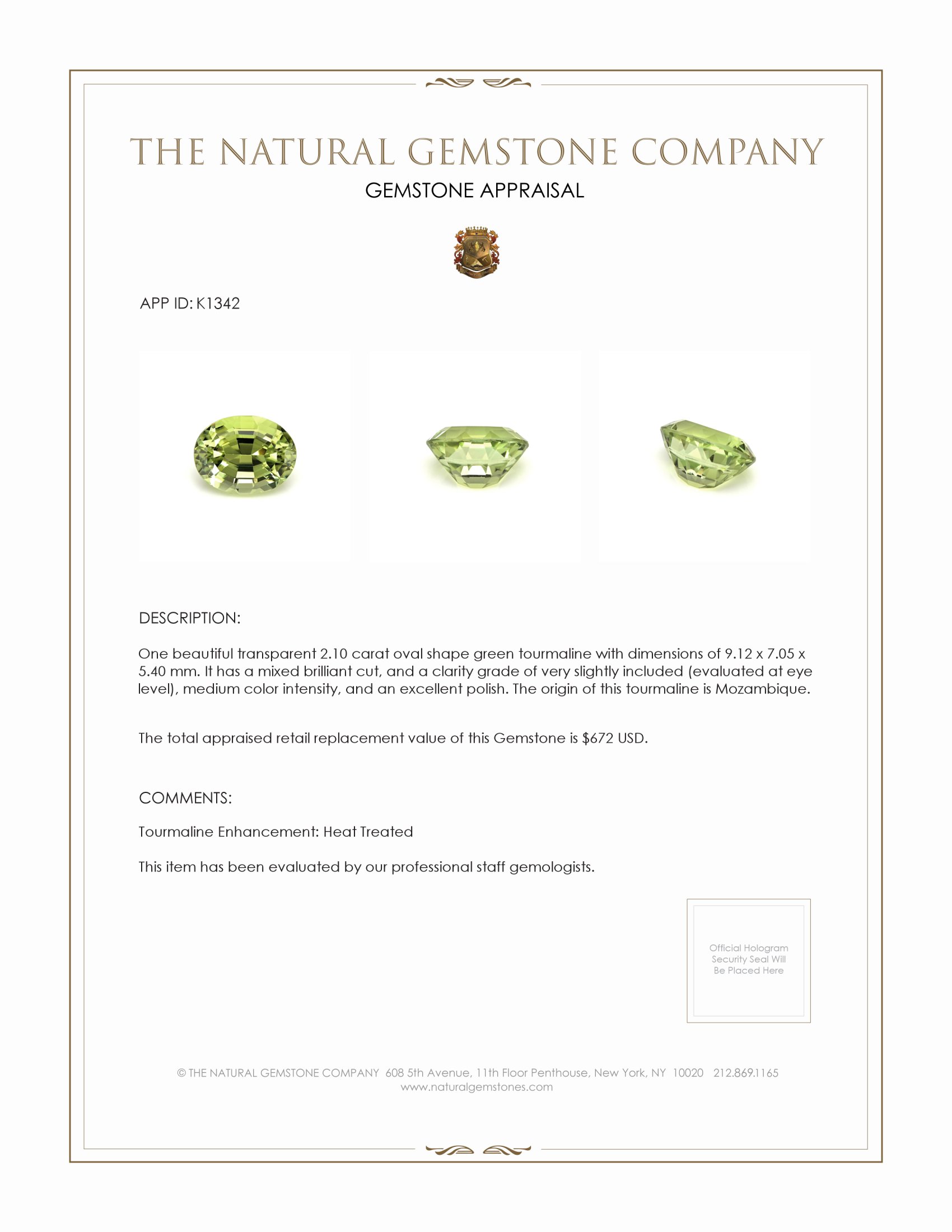 2.10 Ct. Tourmaline from Mozambique