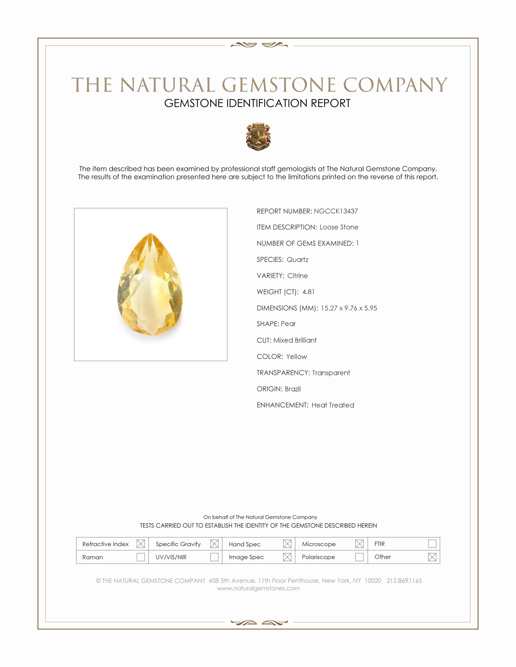 4.81 Ct. Citrine from Brazil