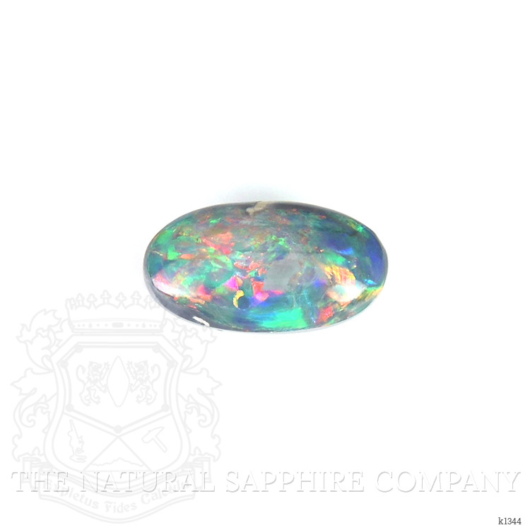 Solitaire Semi-Black Opal Necklace 0.85 Ct., 18K White Gold