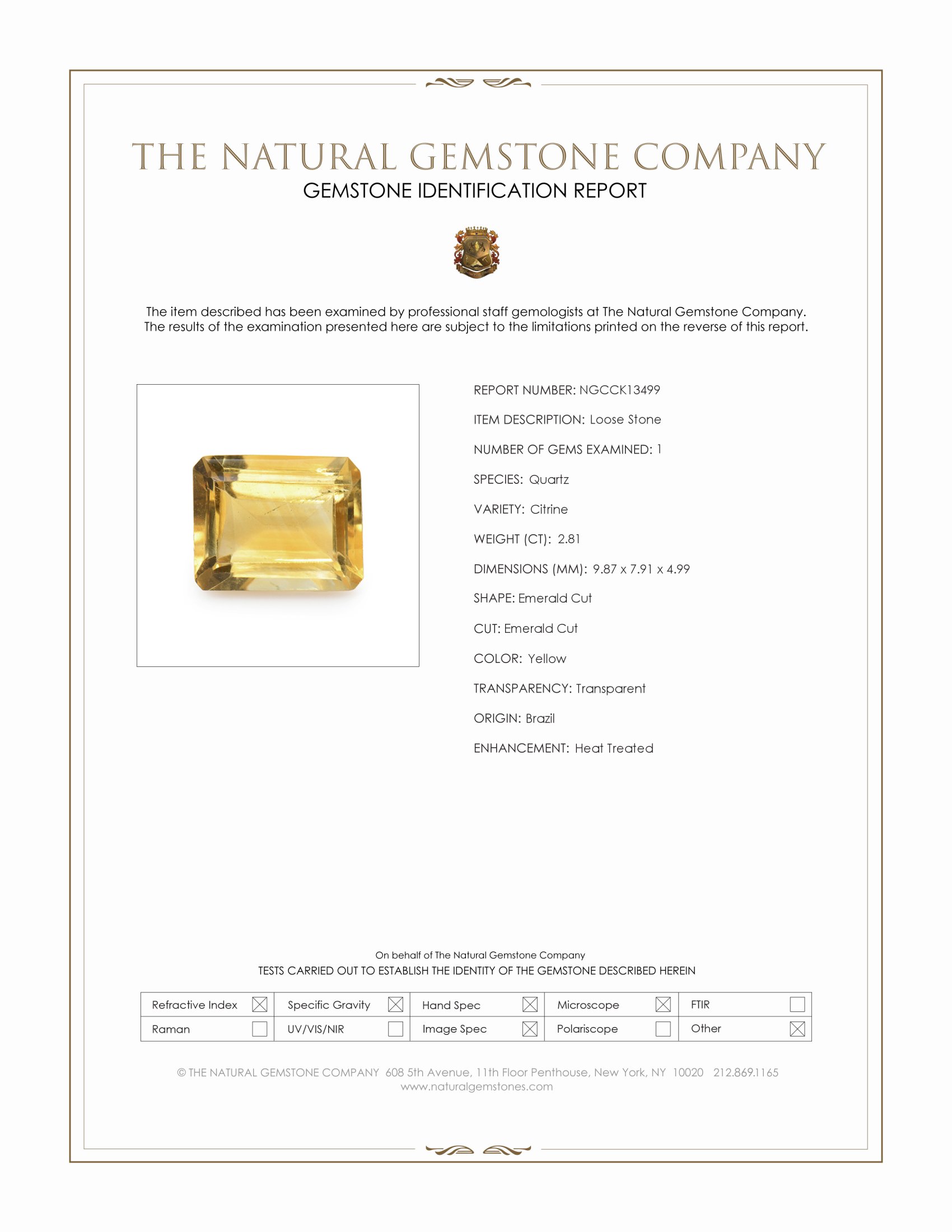 2.81 Ct. Yellow Citrine from Brazil