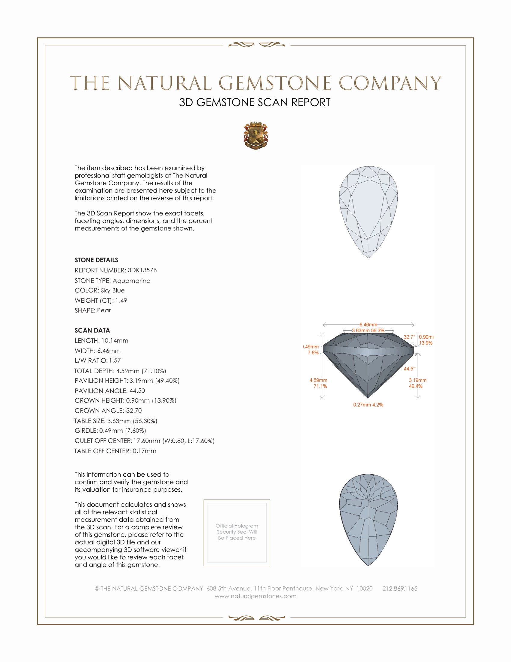 1.49 Ct. Aquamarine from Mozambique