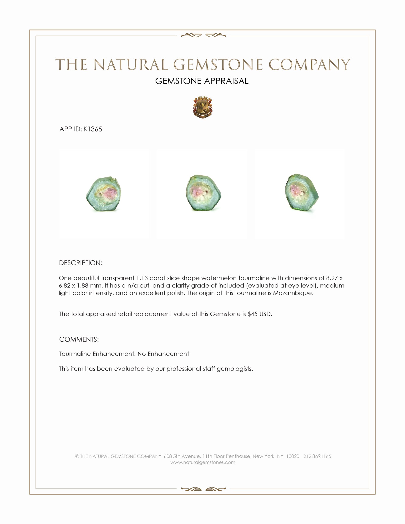 1.13 Ct. Tourmaline from Mozambique