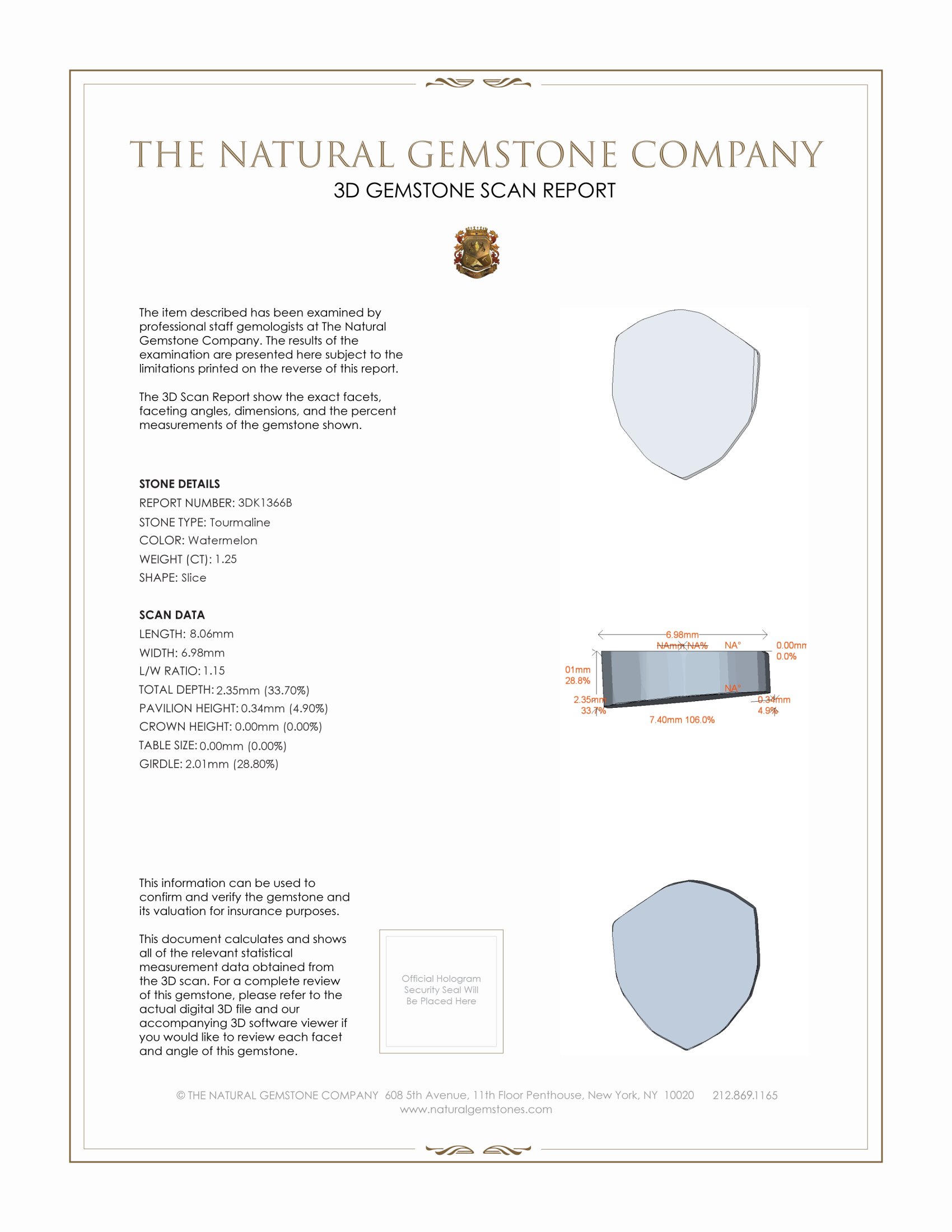 1.25 Ct. Tourmaline from Mozambique