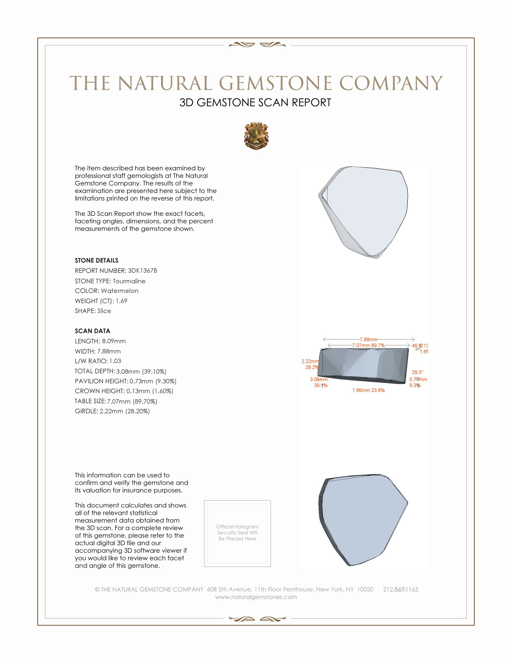 1.69 Ct. Tourmaline from Mozambique