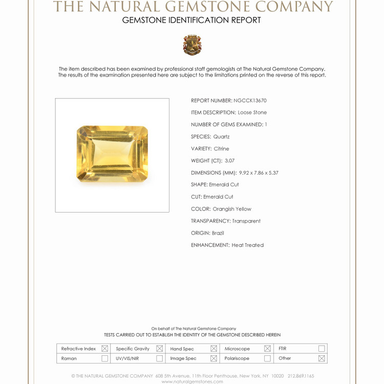 3.07 Ct. Citrine from Brazil
