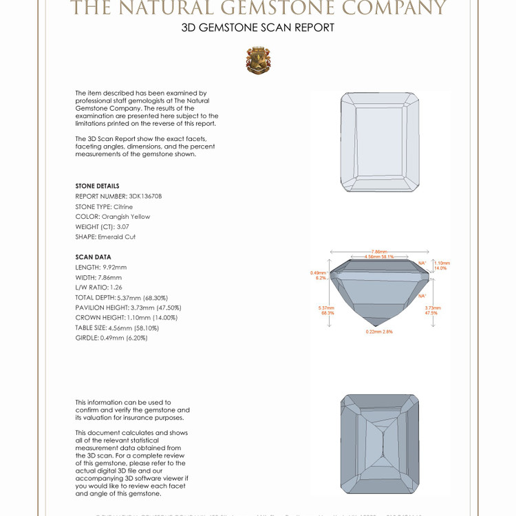 3.07 Ct. Citrine from Brazil