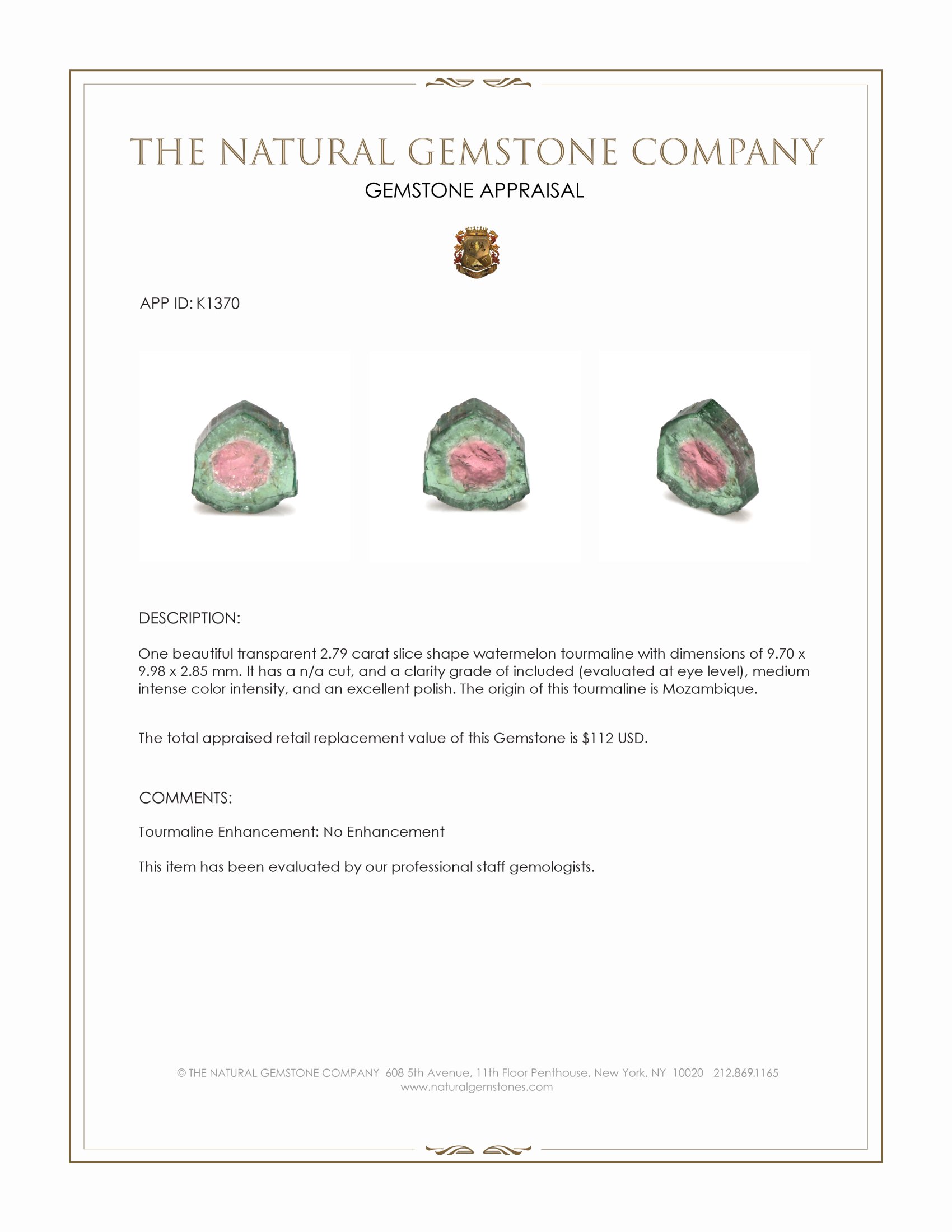 2.79 Ct. Tourmaline from Mozambique