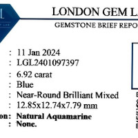 6.92 Ct. Aquamarine from Ceylon (Sri Lanka) Scan Report