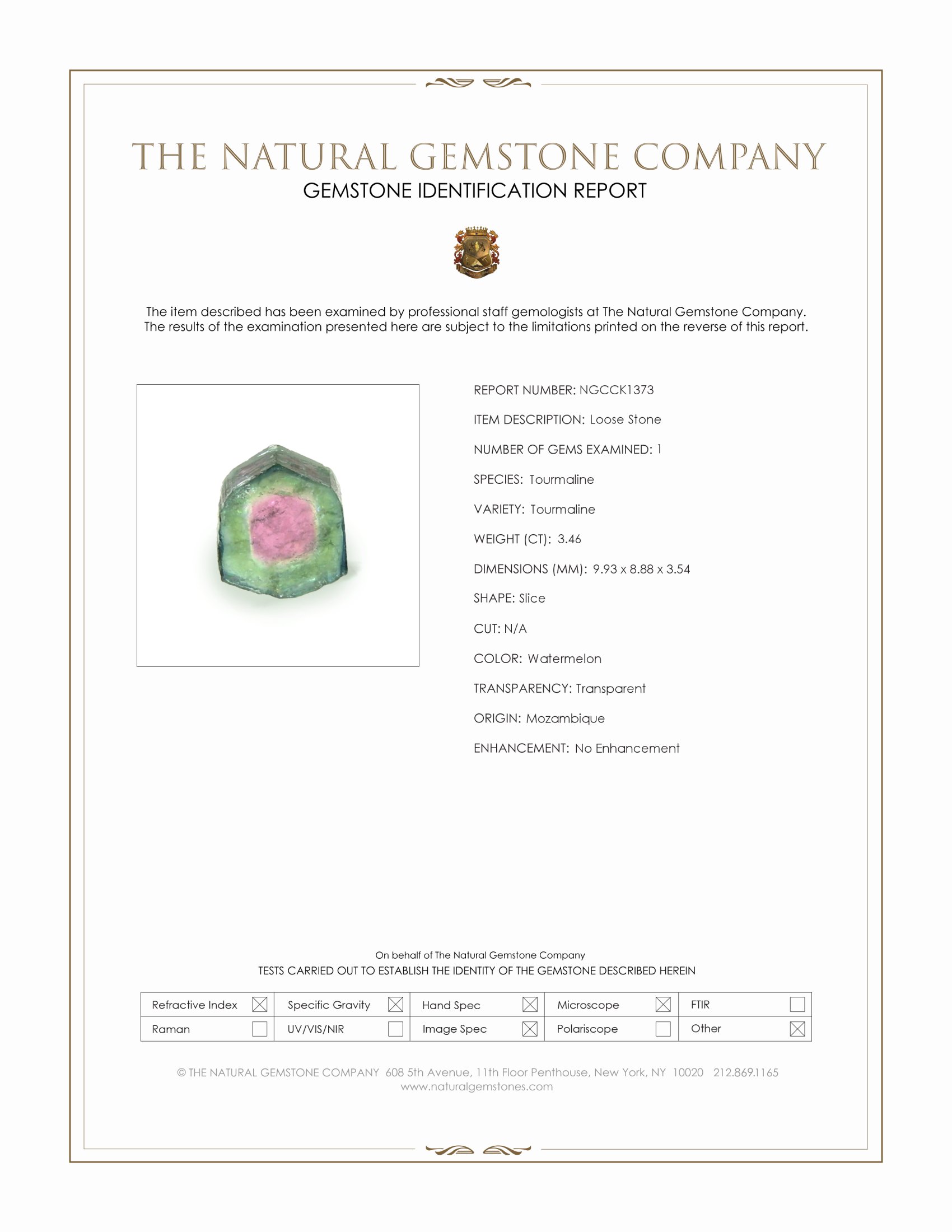 3.46 Ct. Watermelon Tourmaline from Mozambique