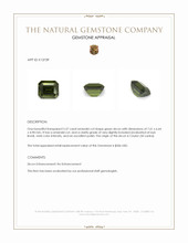 2.57 Ct. Green Zircon from Ceylon (Sri Lanka) Appraisal