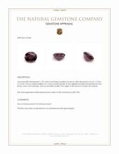 1.39 Ct. Purplish Red Zircon from Ceylon (Sri Lanka) Appraisal