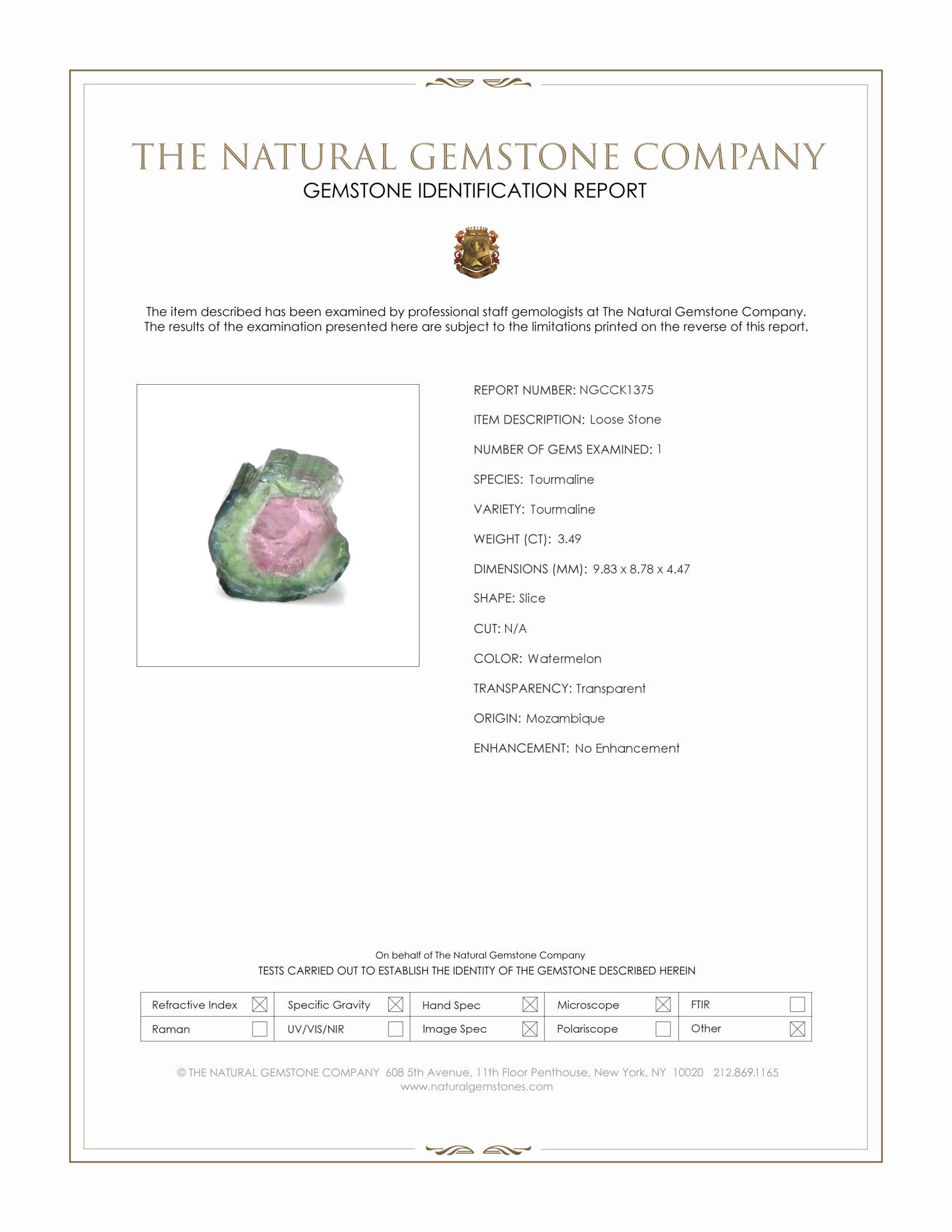 3.49 Ct. Watermelon Tourmaline from Mozambique