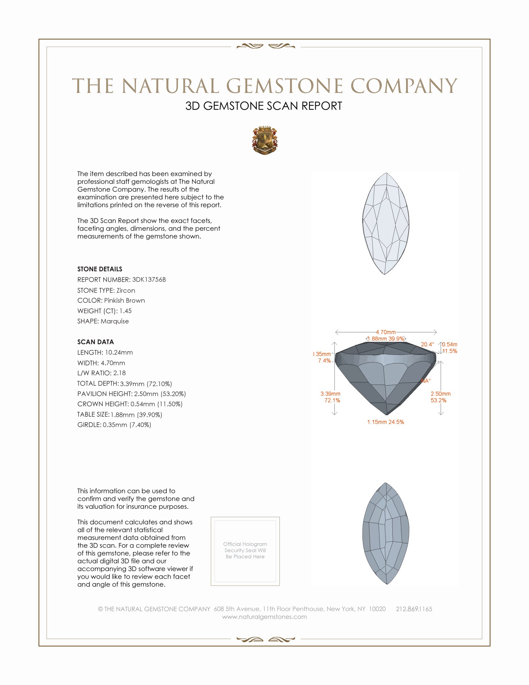 1.45 Ct. Zircon from Ceylon (Sri Lanka)