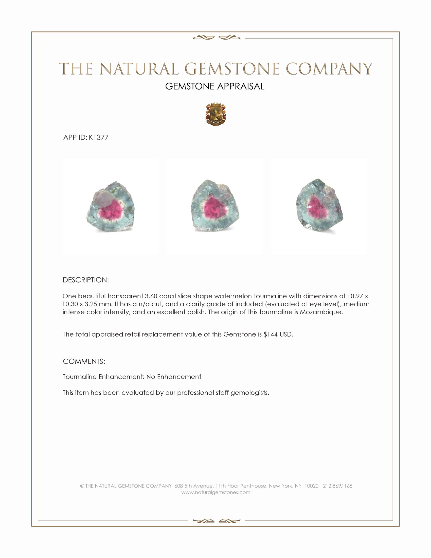 3.60 Ct. Tourmaline from Mozambique