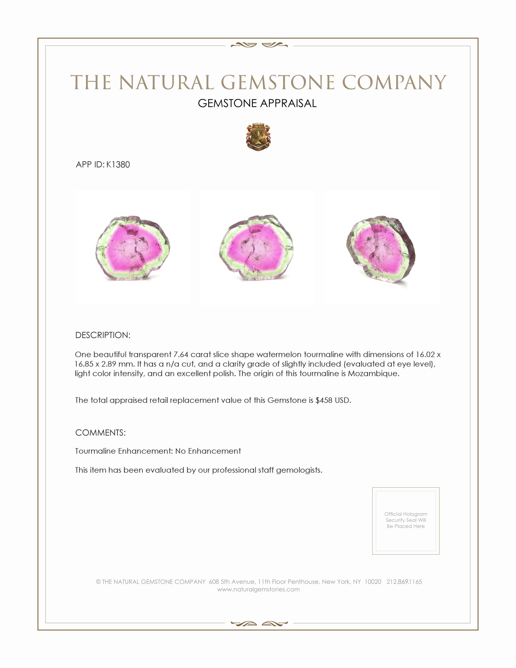 7.64 Ct. Tourmaline from Mozambique