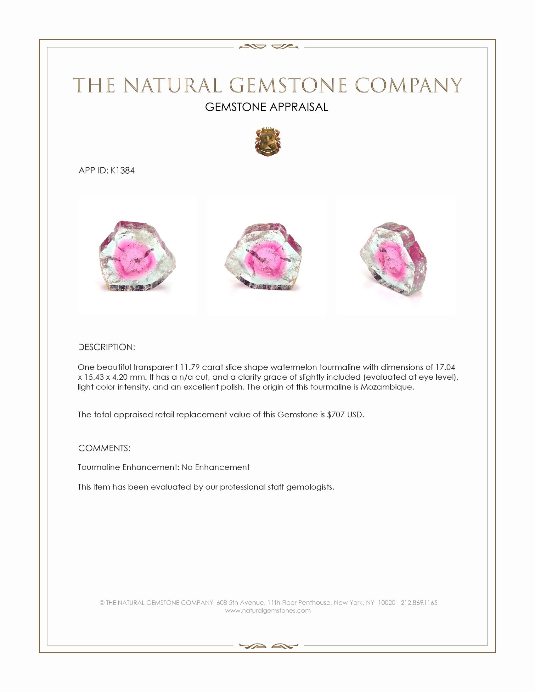 11.79 Ct. Tourmaline from Mozambique