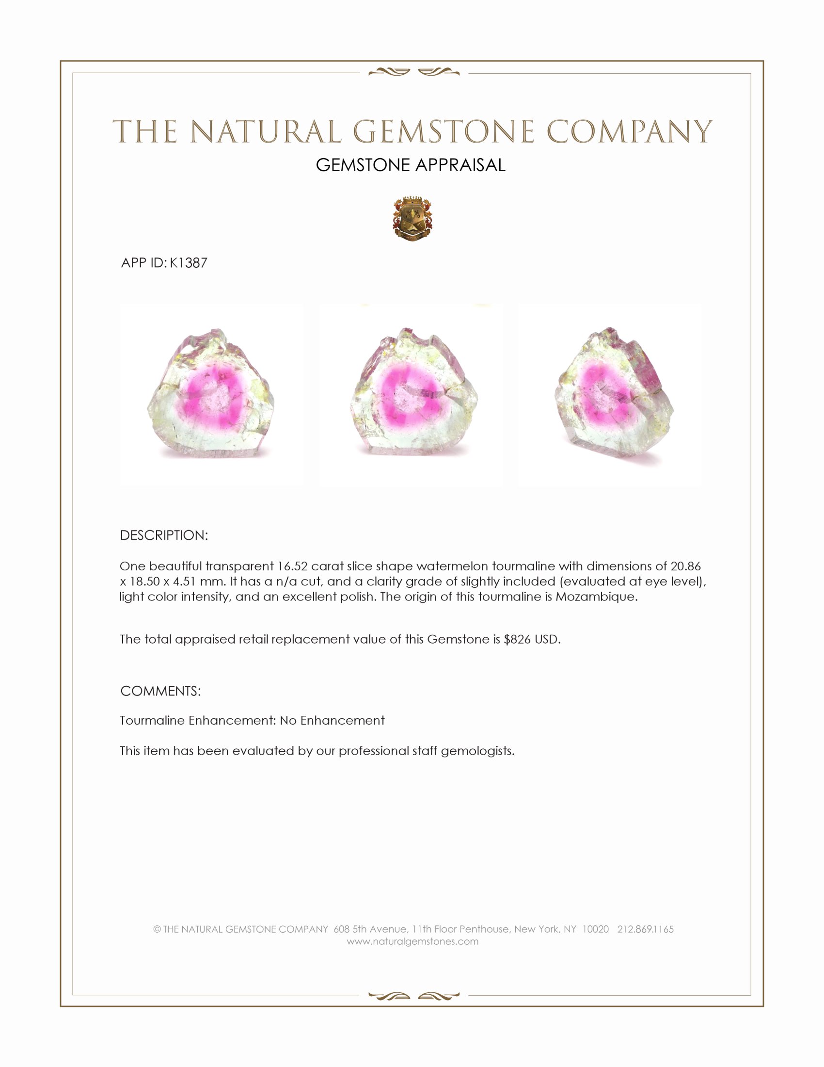 16.52 Ct. Tourmaline from Mozambique