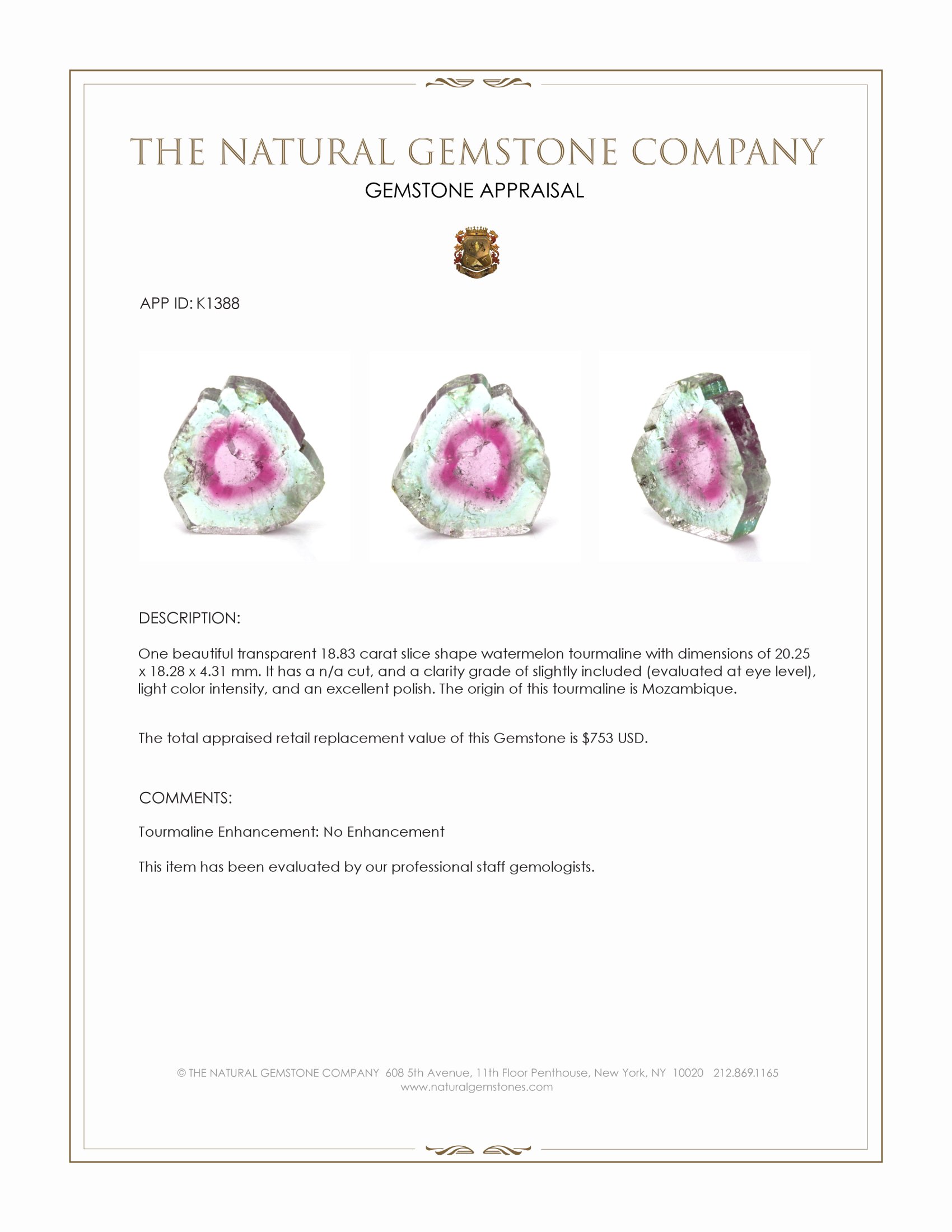 18.83 Ct. Tourmaline from Mozambique