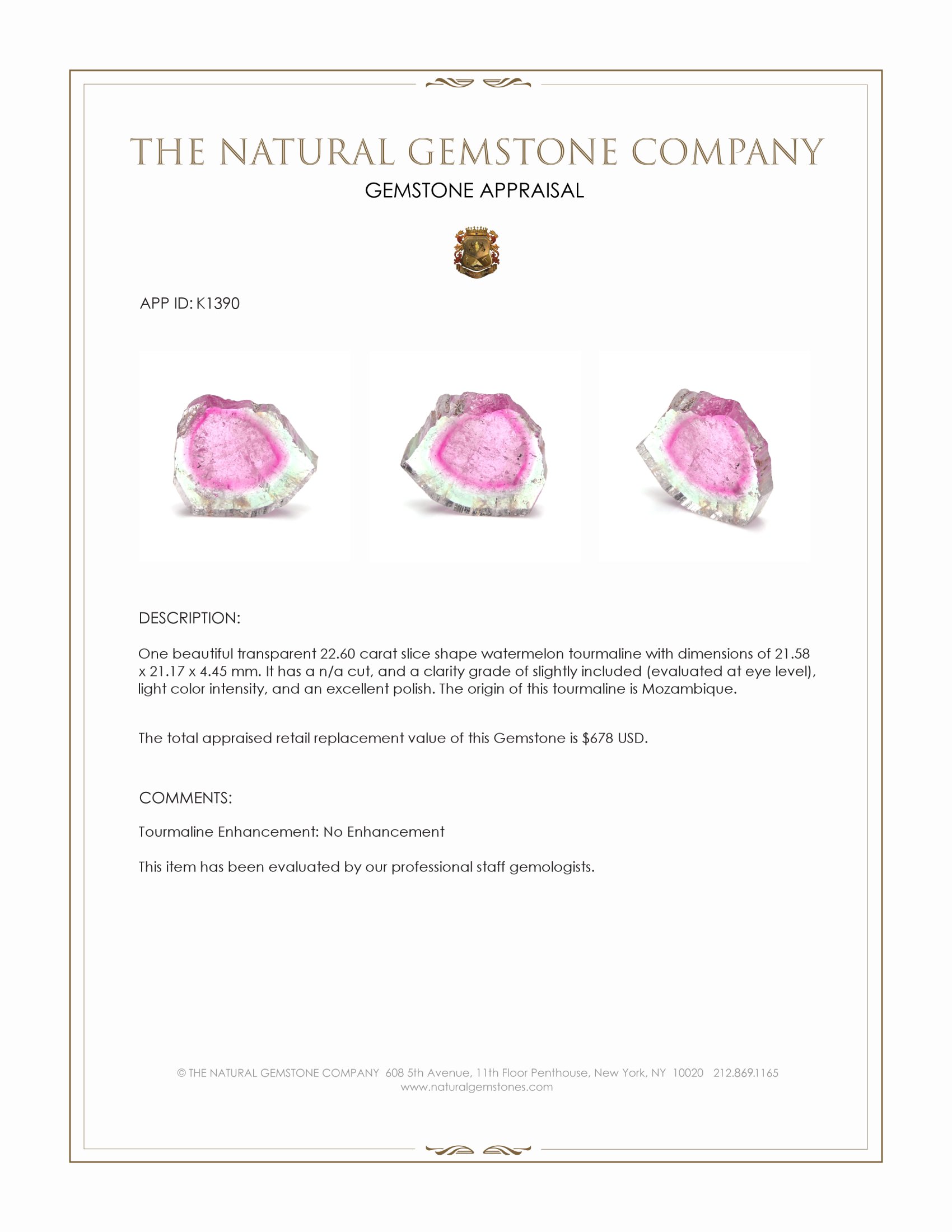 22.60 Ct. Tourmaline from Mozambique